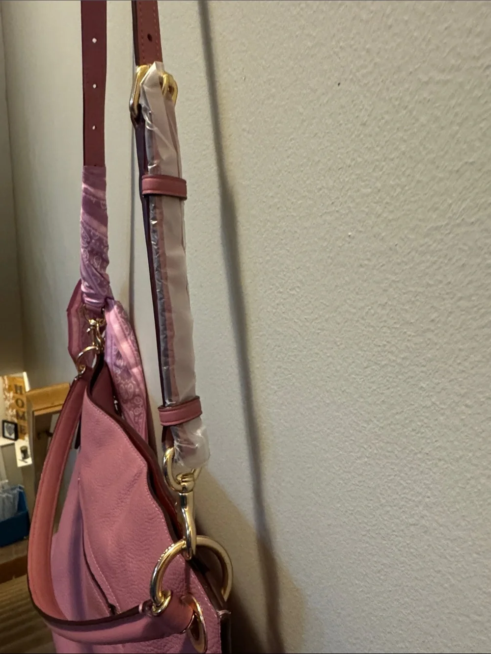 Coach Clarkson Hobo 24947 Rose Pink Pebble Leather Convertible Shoulder Bag